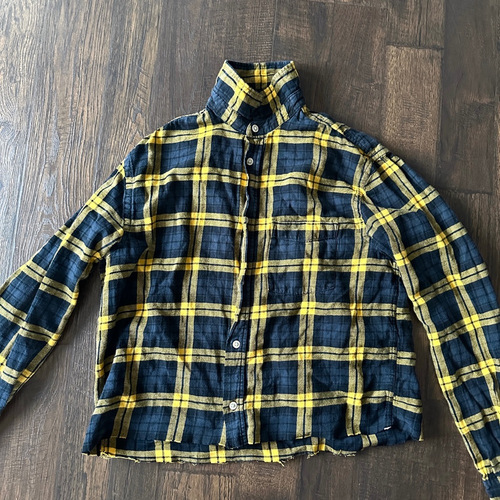 H&M Cropped Plaid Flannel Shirt